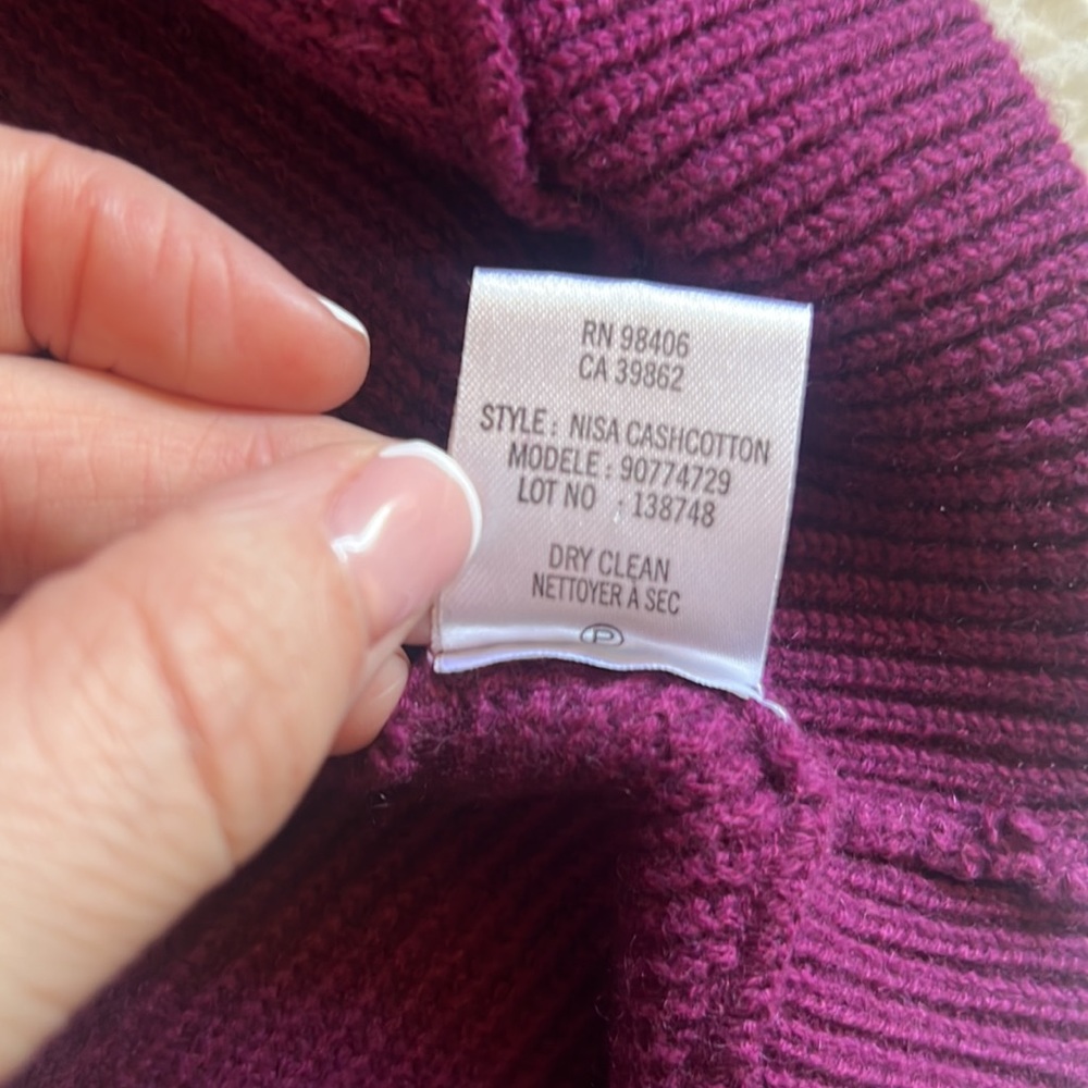 Theory Nisa Cashcotton Openβ Front Cardigan Plum Purple Petite P/TP - Picture 9 of 10